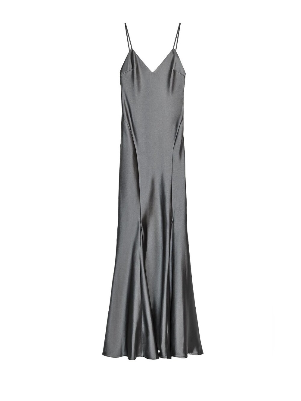 New ZARA Satin Slip Maxi Dress in Charcoal Gray Size S